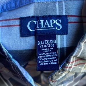 Chaps boys size extra large 18 to 20 black white button-down collared shirt ￼